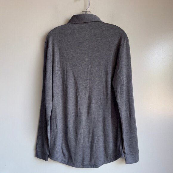 BYLT Comfort Wool Long Sleeve Drop Cut Polo Shirt Men's Small Fawn Gray - Picture 4 of 11